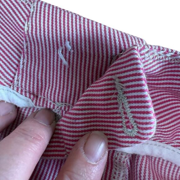 Dear John Pinstriped Cuffed Chino Shorts Red 29 Coastal Preppy Prep Fishingcore - Picture 6 of 9